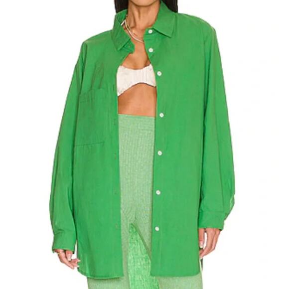 sndys Tops - SNDYS Everyday Bello Shirt Green Poplin Button-Up Blouse Size S US 4 NWT